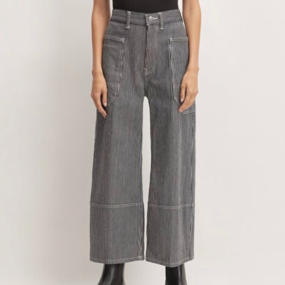 Everlane The Way-High Gardener Cropped Jean in Hickory Stripe Size 25